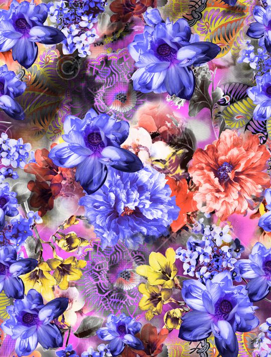 潮流大牌花园花卉印花华亿平台图片