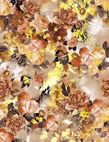 468540-复古油画蝴蝶花卉梦幻花园