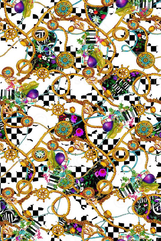 黑白格子印花华亿平台图片