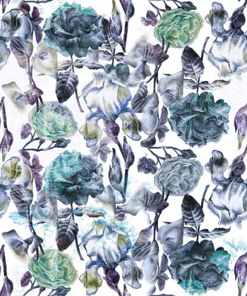 468945-WT483复古休闲淡雅花卉印花