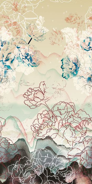 468948-WT484定位2方连续休闲花卉水墨