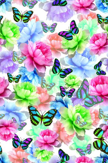 468978-创意华亿平台牡丹蝴蝶