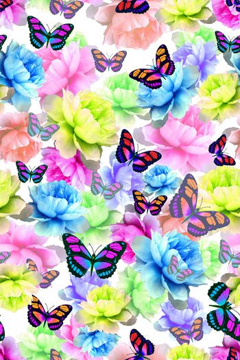 468980-创意华亿平台牡丹蝴蝶