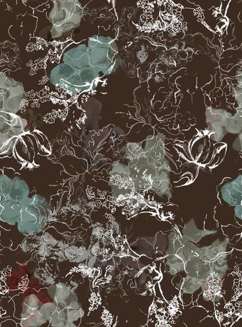 469172-WT487中国风水墨花卉线描休闲印