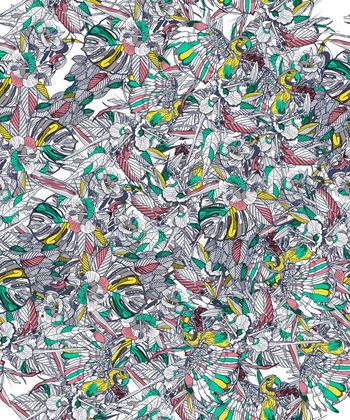 469208-休闲时尚  花鸟组合 服装面料 线