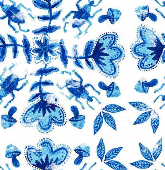 水彩花卉印花华亿平台图片