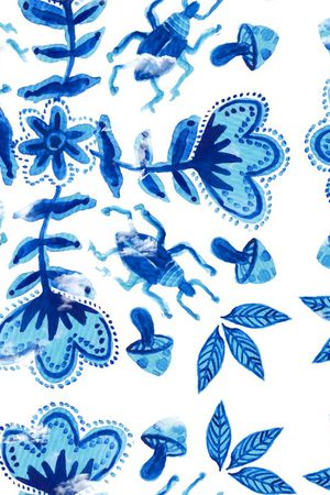 水彩花卉印花华亿平台图片