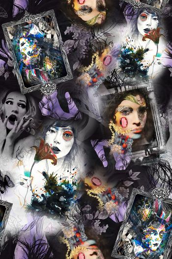 469624-时尚大牌插画风格人物相框男装T恤女