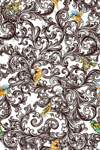 469658-时尚大牌欧式花纹鸟类高雅精致华亿平台