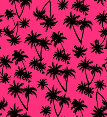 469975-流行时尚荧光色底纹拼贴手绘椰子树 