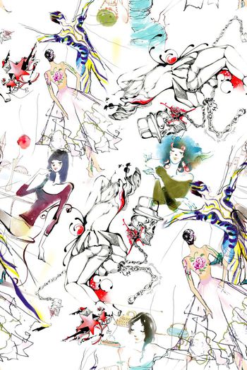 470228-时尚大牌插画风格抽象人物男装T恤女