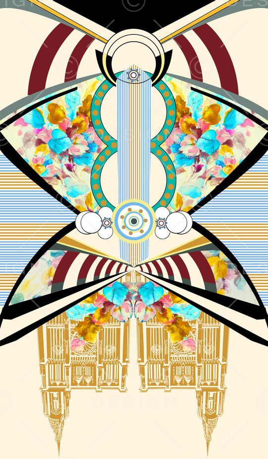 抽象手绘水彩定位花卉印花华亿平台图片