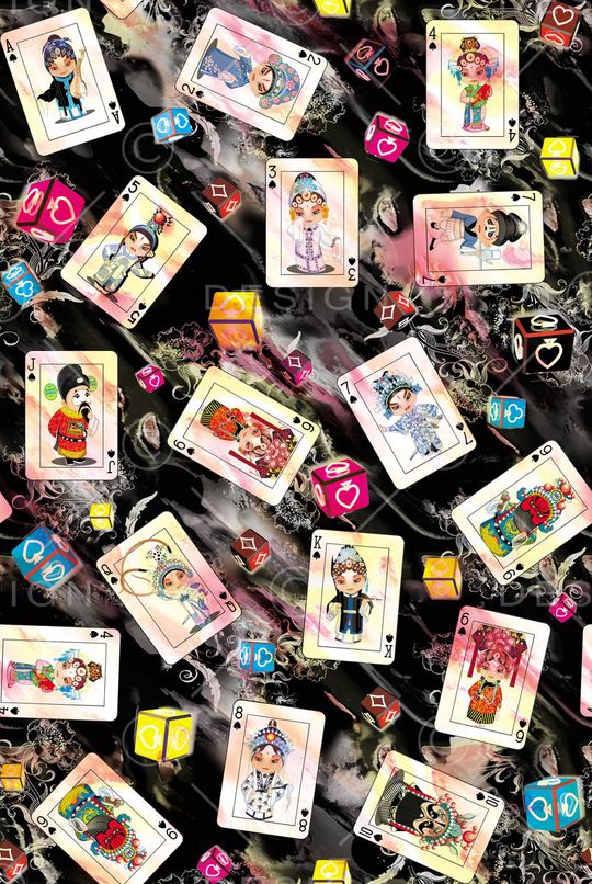 扑克牌印花华亿平台图片