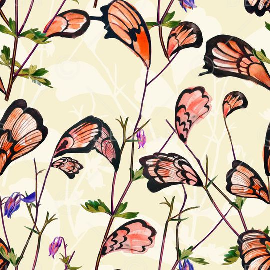 蝴蝶花瓣印花华亿平台图片