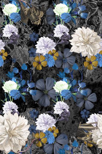 470808-WT492神秘黑暗欧式花卉满布休闲