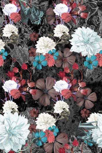 470810-WT492神秘黑暗欧式花卉满布休闲