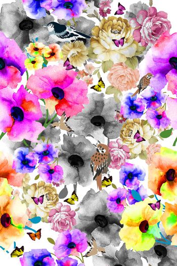 471111- 手绘 时尚花卉 服装  潮流前线