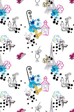 拉斐尔 拉菲尔铁塔 红酒 手套 花卉 房子 路灯 餐具 包 丝巾 帽子 度假印花华亿平台图片