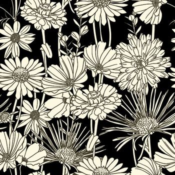 471384-单色印花，非洲菊印花，雏菊，沙发布