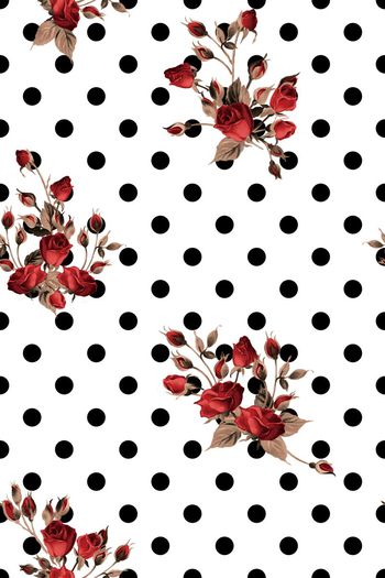 471613- 波点 圆点 玫瑰花 女装 衬衣 