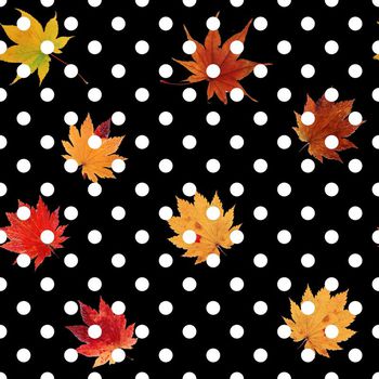 471616-波点枫叶 枫叶 圆点 玫瑰花 女装