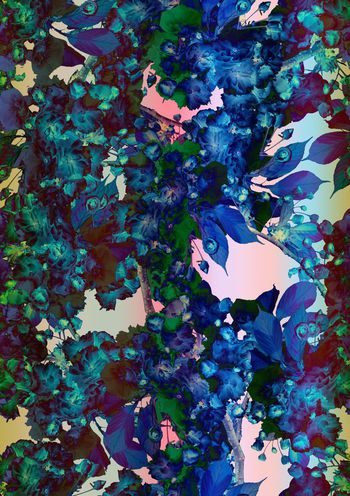 471955-欧美流行时尚渐变色乱花抽象花卉印花