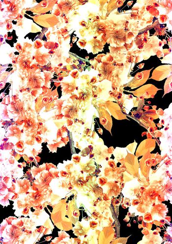 471956-欧美流行时尚渐变色乱花抽象花卉印花