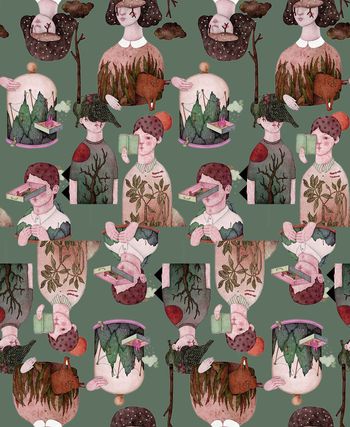 472079-复古时尚趣味植物人物秋冬华亿平台