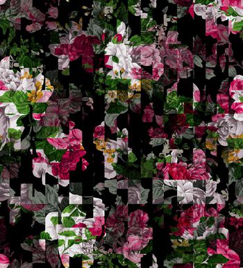 472103-时尚瑕疵手绘花卉数码印花