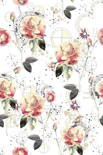 472126-时尚复古大牌女装 花卉 抽象纹样