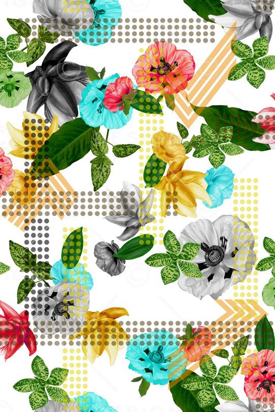 几何线条圆点印花华亿平台图片