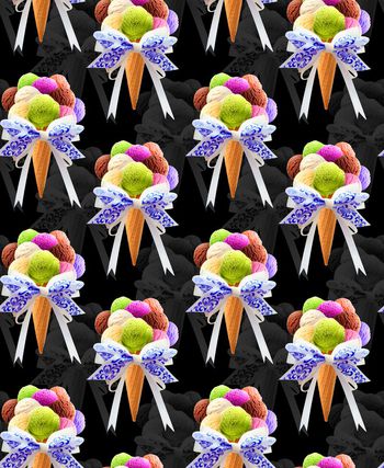 472832-照片景观卡通少女甜筒蝴蝶结印花  