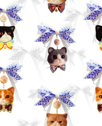 472838-照片景观卡通少女吊坠猫咪毛绒拼贴蝴