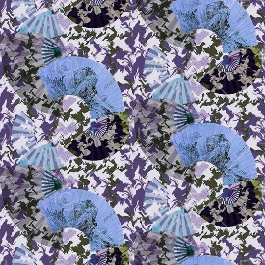 扇子 条纹印花华亿平台图片