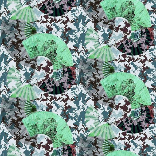 扇子 条纹印花华亿平台图片