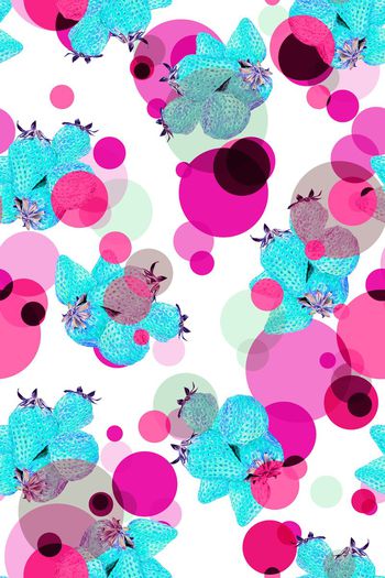 473198-田园风春夏手绘彩铅水果草莓撞色波点