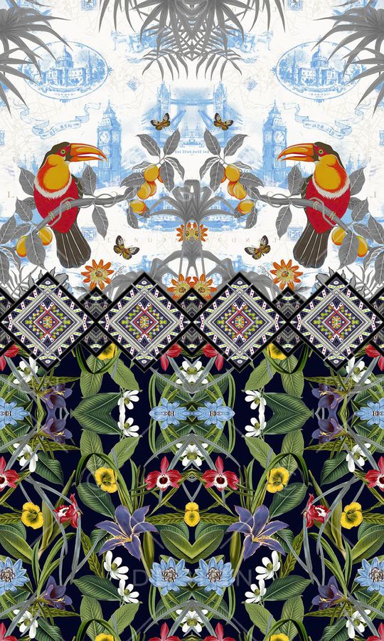 花卉鸟印花华亿平台图片