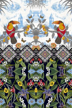 花卉鸟印花华亿平台图片