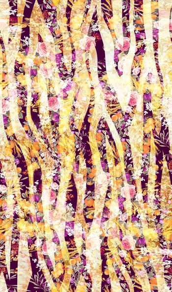 473314-炫彩 花卉组合 动物皮毛  服装面