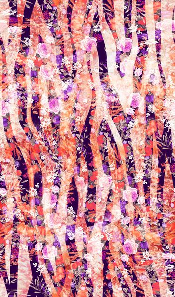 473316-炫彩 花卉组合 动物皮毛  服装面