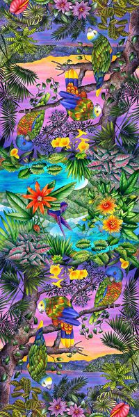 动物热带植物印花华亿平台图片