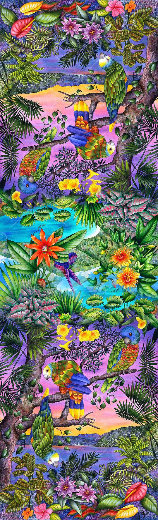 动物热带植物印花华亿平台图片