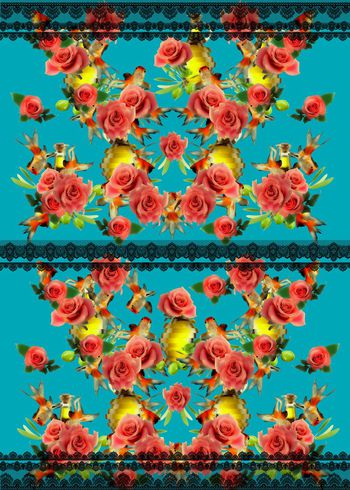 473344-定位蕾丝玫瑰鱼橄榄花形