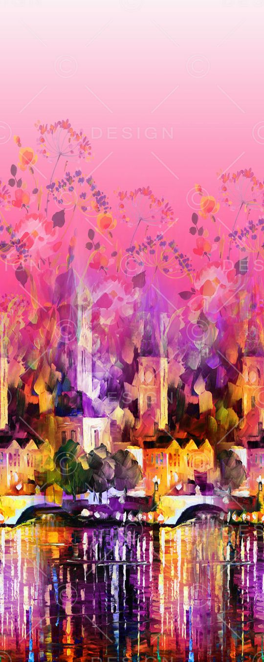 油画建筑 花卉印花华亿平台图片