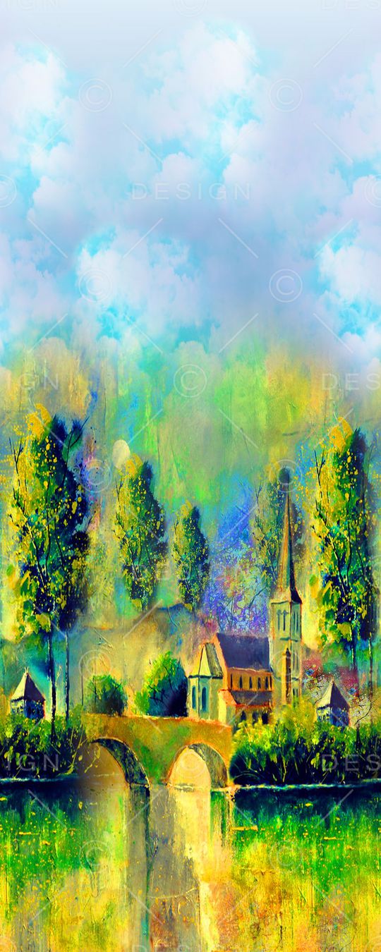 油画风景印花华亿平台图片