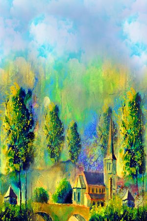 油画风景印花华亿平台图片