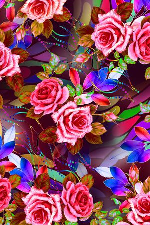 抽象几何炫彩底纹印花华亿平台图片