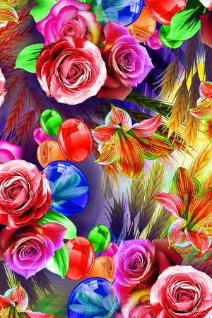 立体花卉印花华亿平台图片