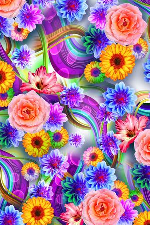 抽象几何炫彩底纹印花华亿平台图片