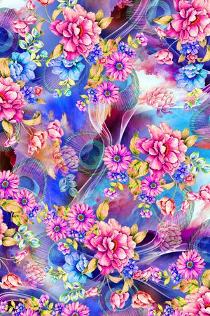 孔雀羽毛印花华亿平台图片